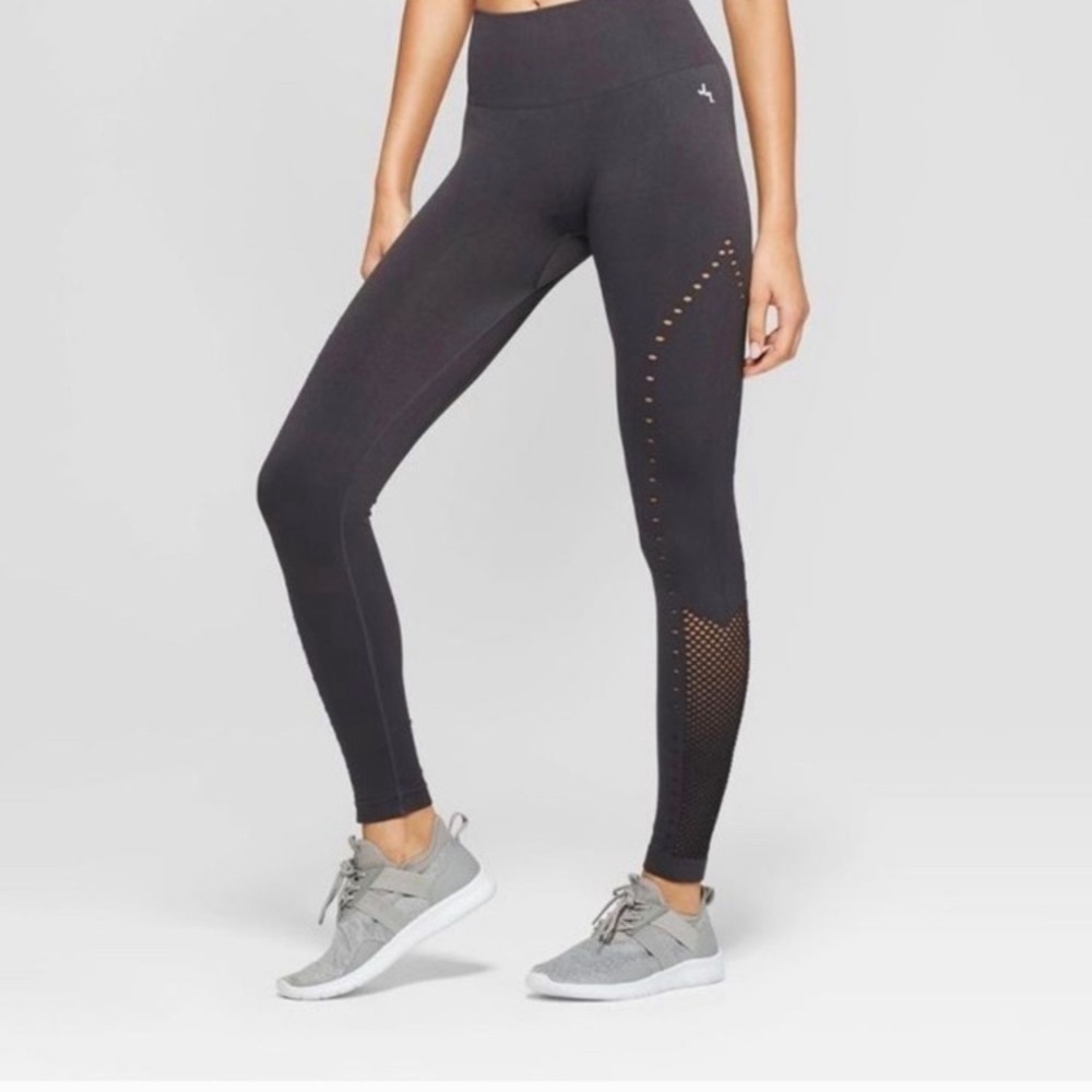 JoyLab Grey Seamless Mesh Fishnet Leggings XS